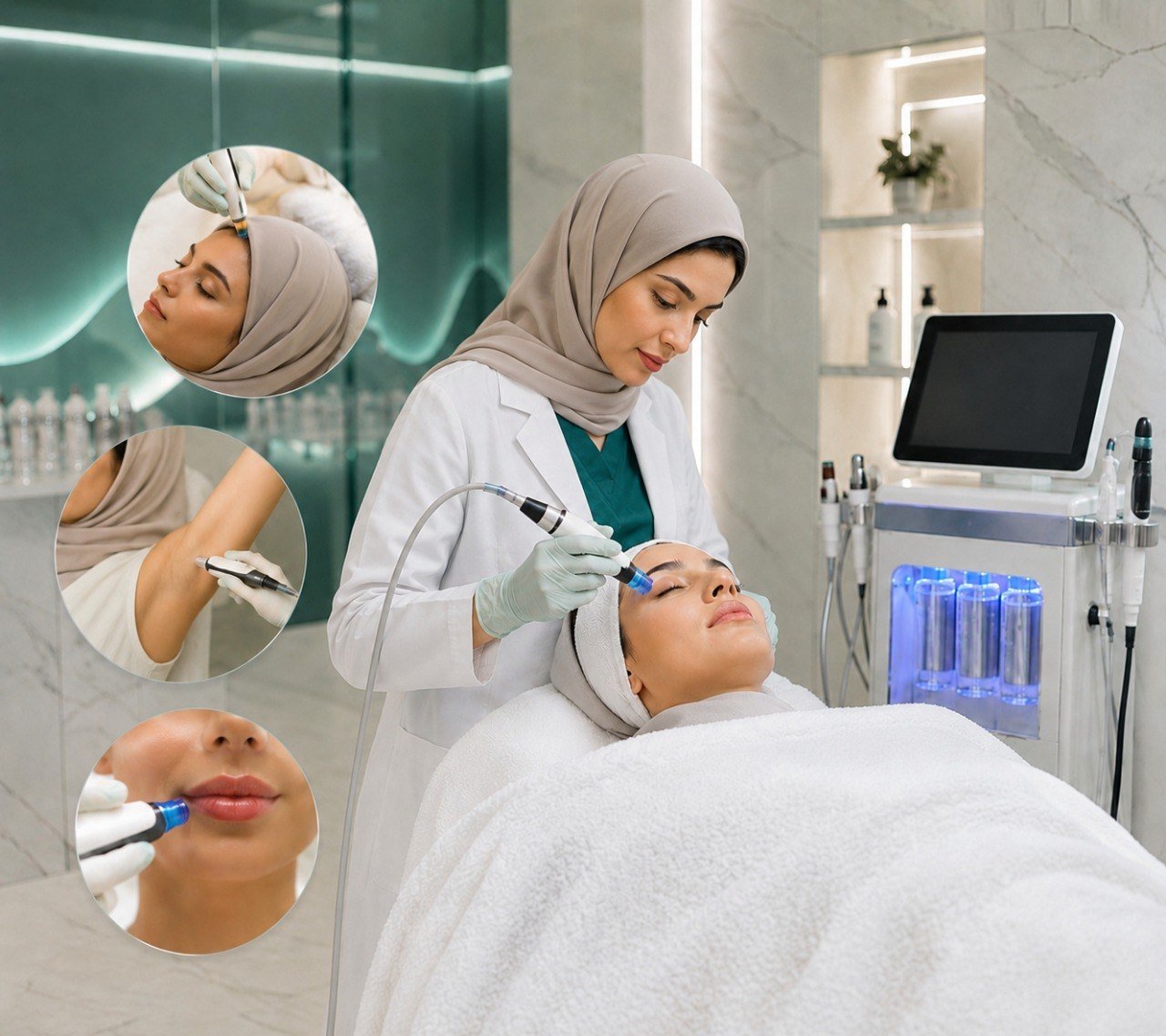 خدمات الهايدرافيشال للوجه والجسم وفروة الرأس في مجمع رونق الطبي